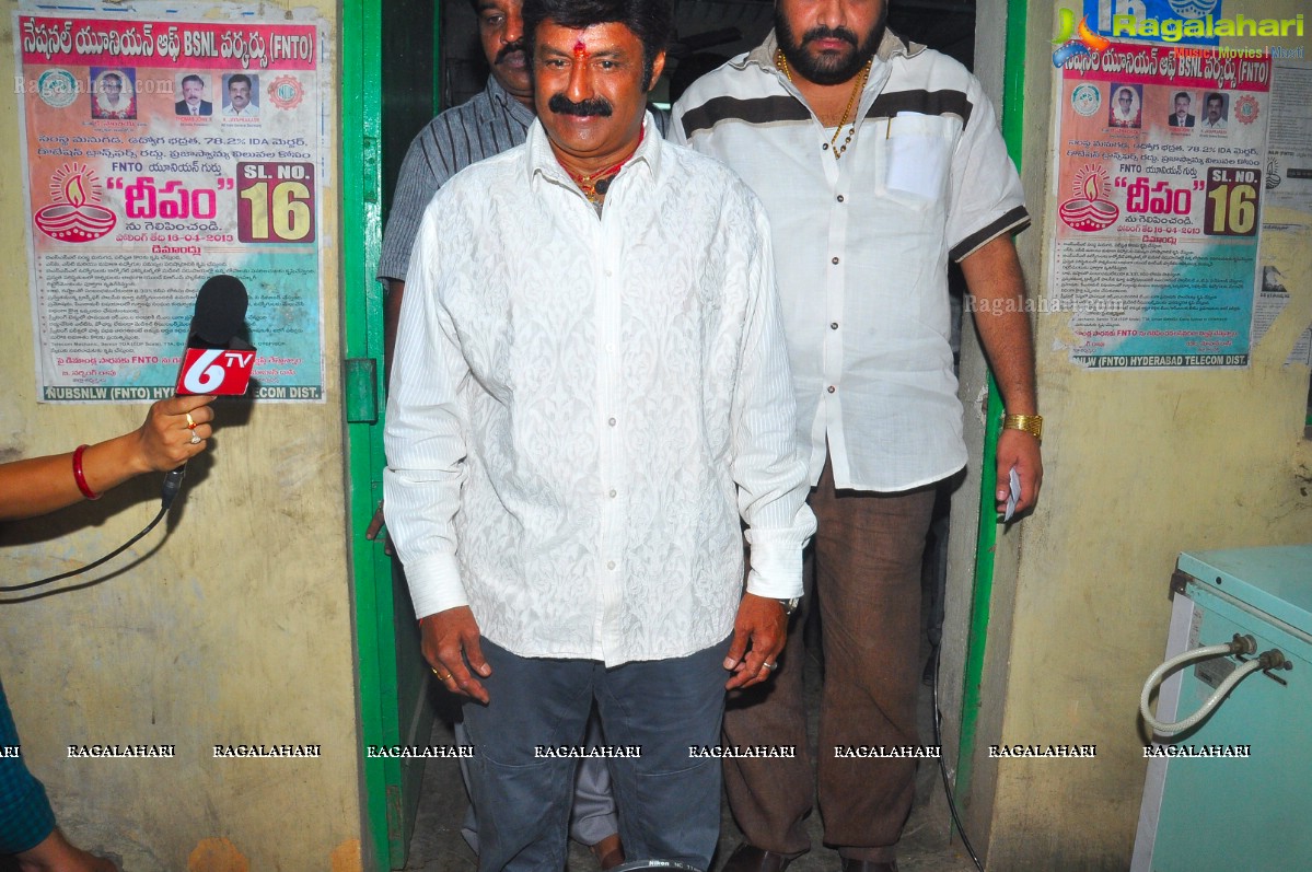 Balakrishna-Nagarjuna casts their votes at Filmnagar Club, Hyderabad	