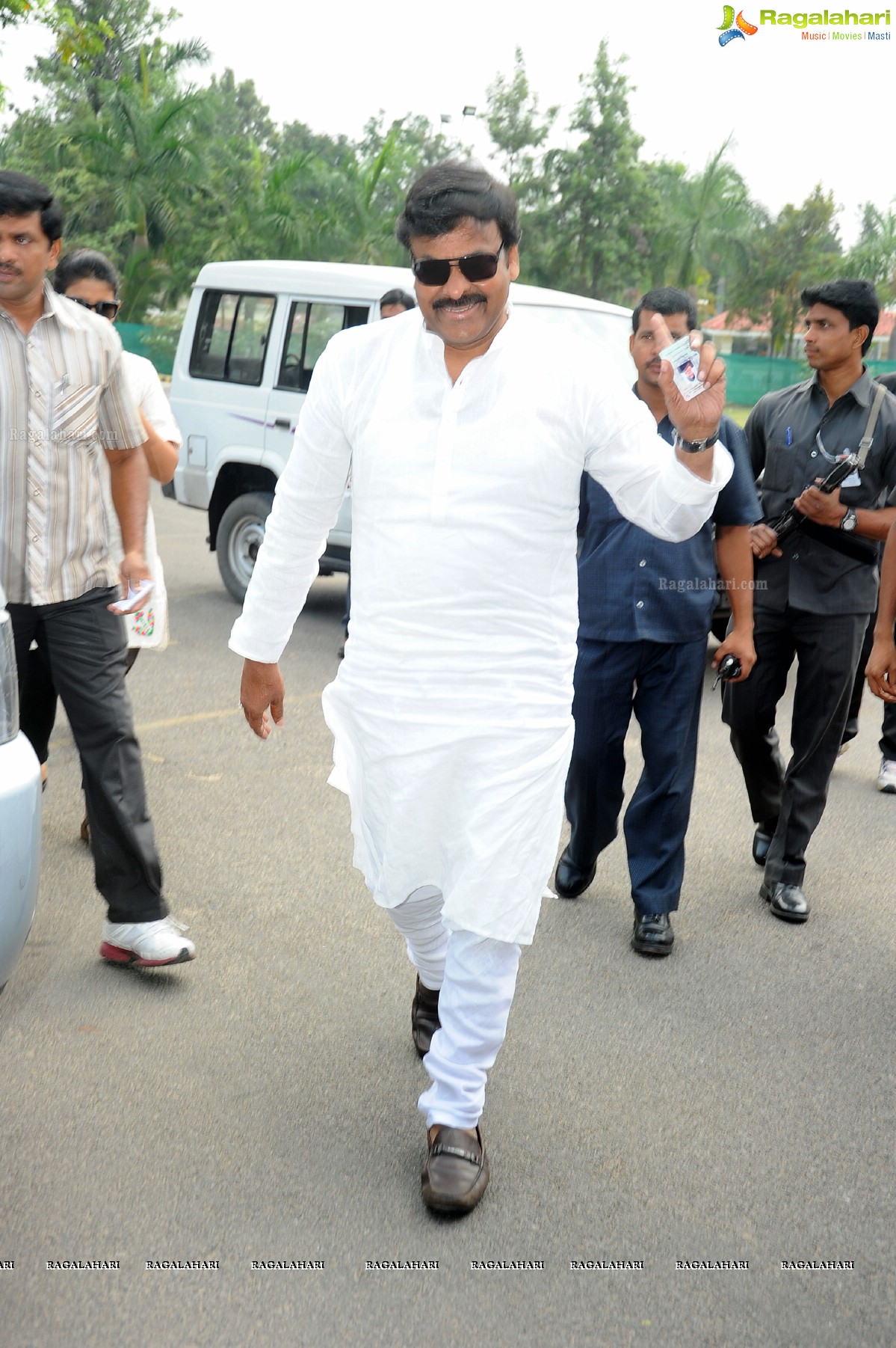 Chiranjeevi casts his vote at Jubilee Hills Club, Hyderabad