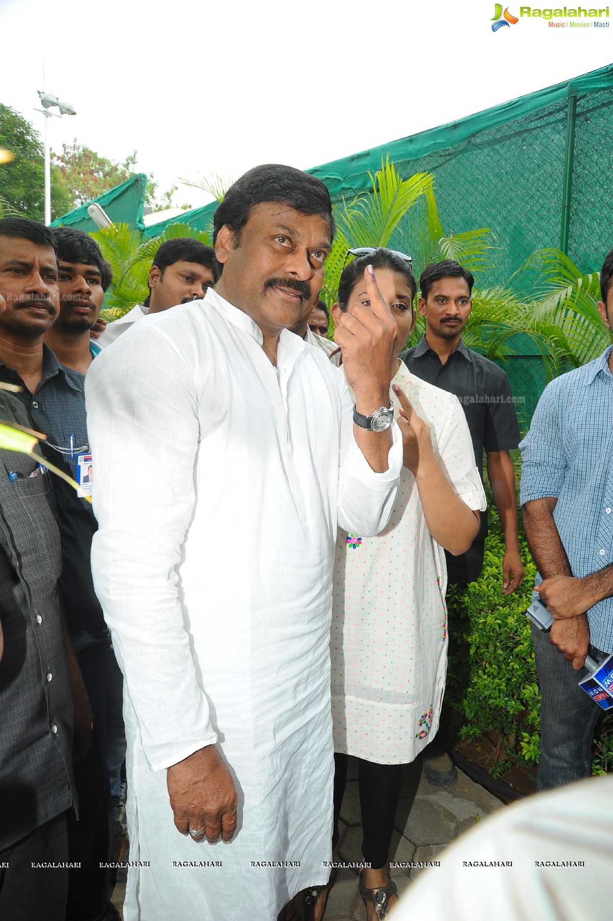 Chiranjeevi casts his vote at Jubilee Hills Club, Hyderabad