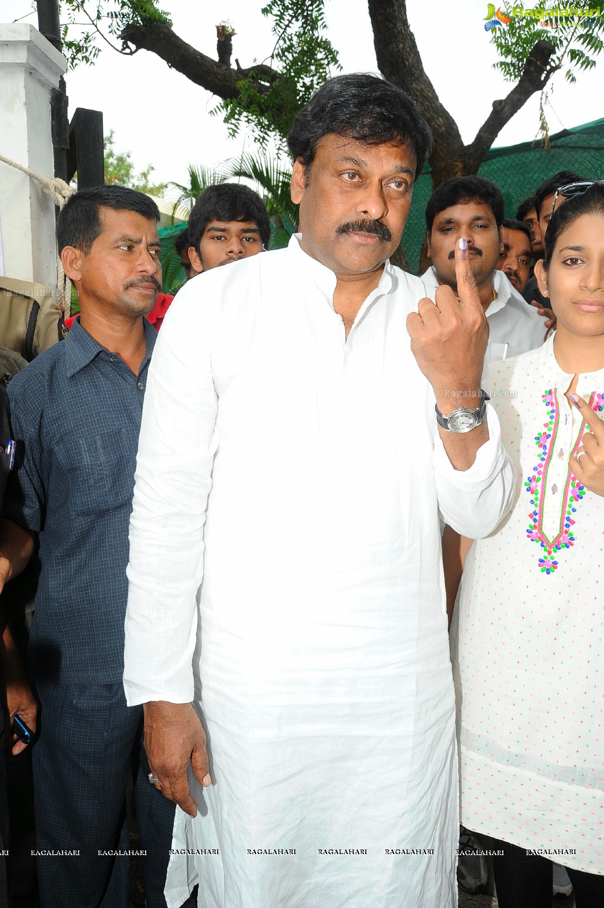 Chiranjeevi casts his vote at Jubilee Hills Club, Hyderabad