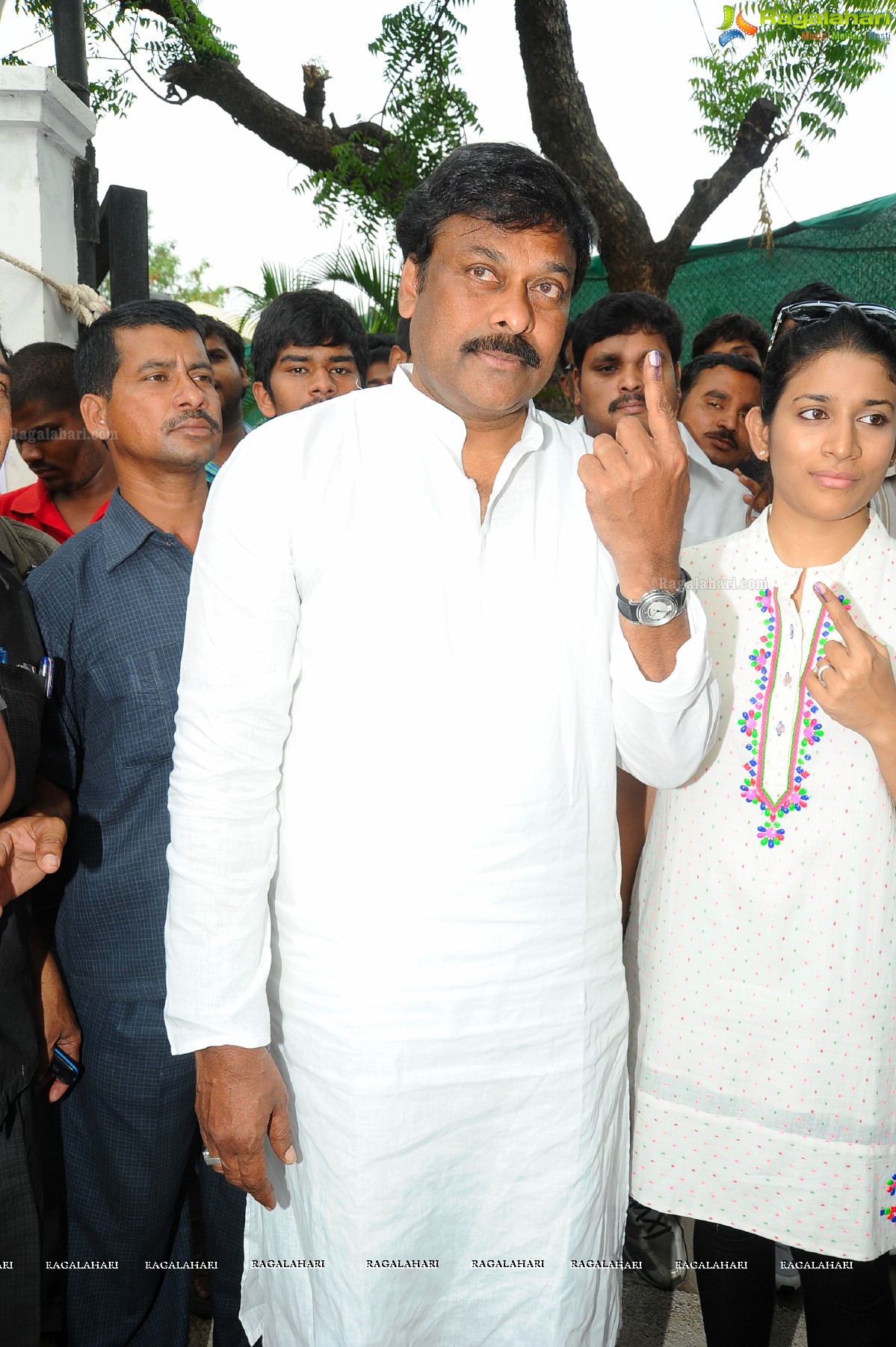 Chiranjeevi casts his vote at Jubilee Hills Club, Hyderabad