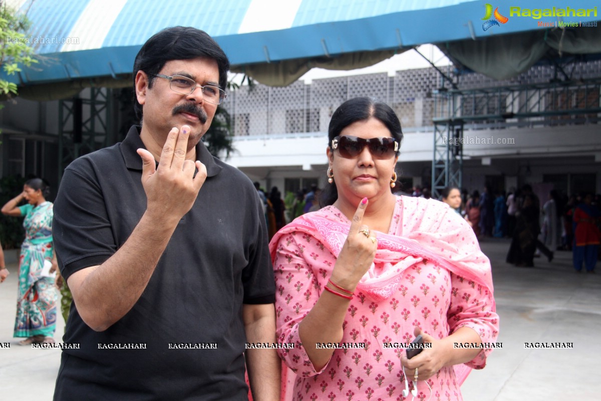 Tollywood Celebs cast their vote at Jubilee Hills Public School, Hyderabad