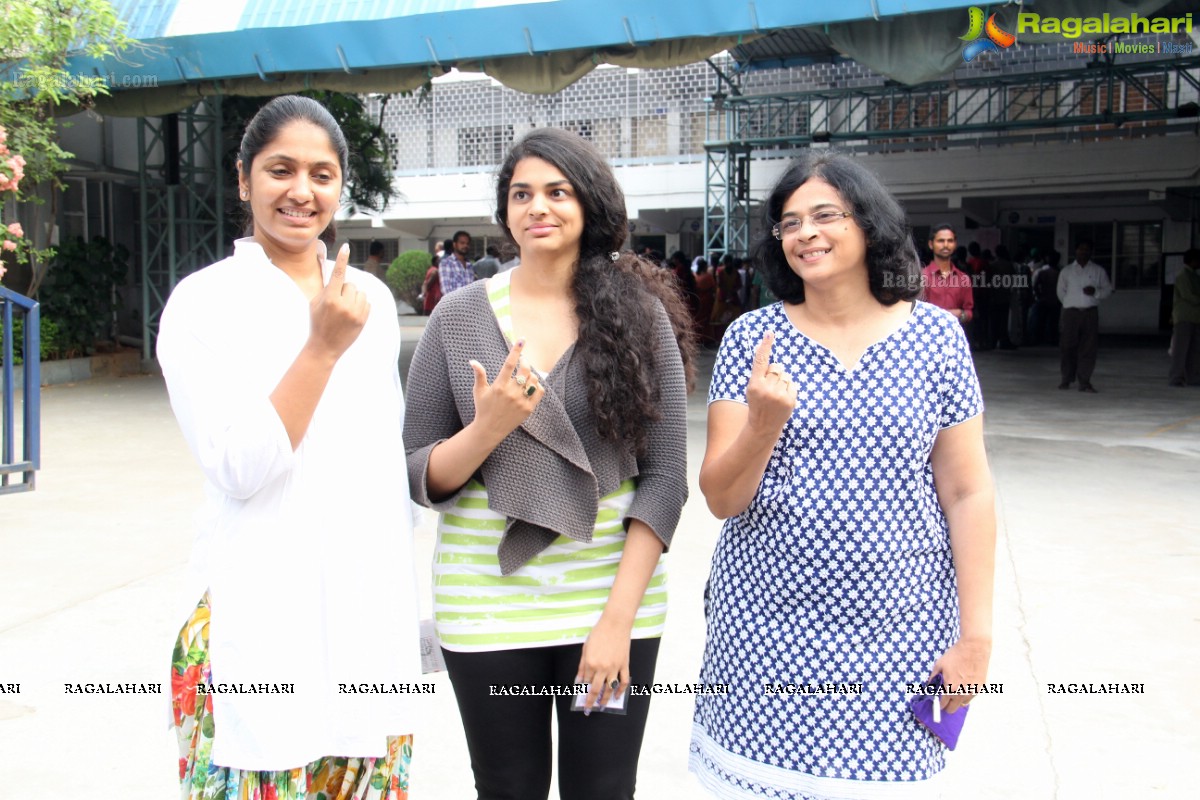 Tollywood Celebs cast their vote at Jubilee Hills Public School, Hyderabad