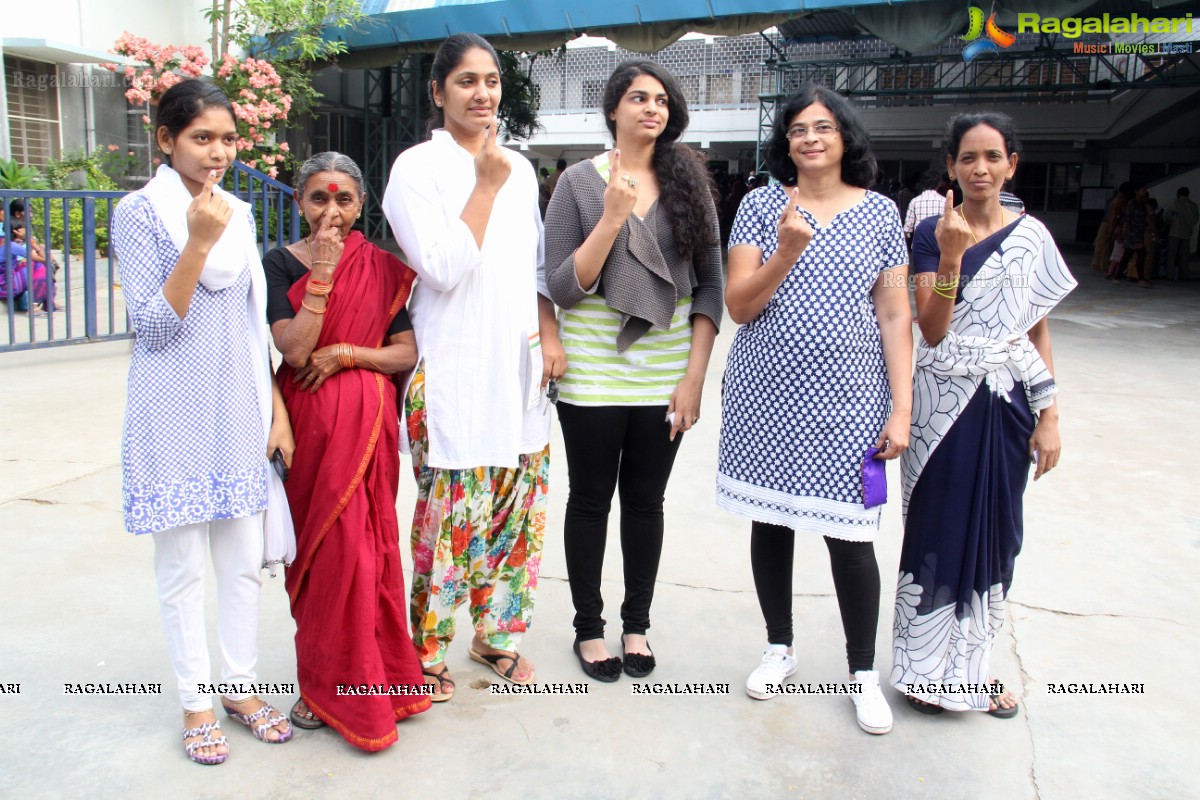 Tollywood Celebs cast their vote at Jubilee Hills Public School, Hyderabad