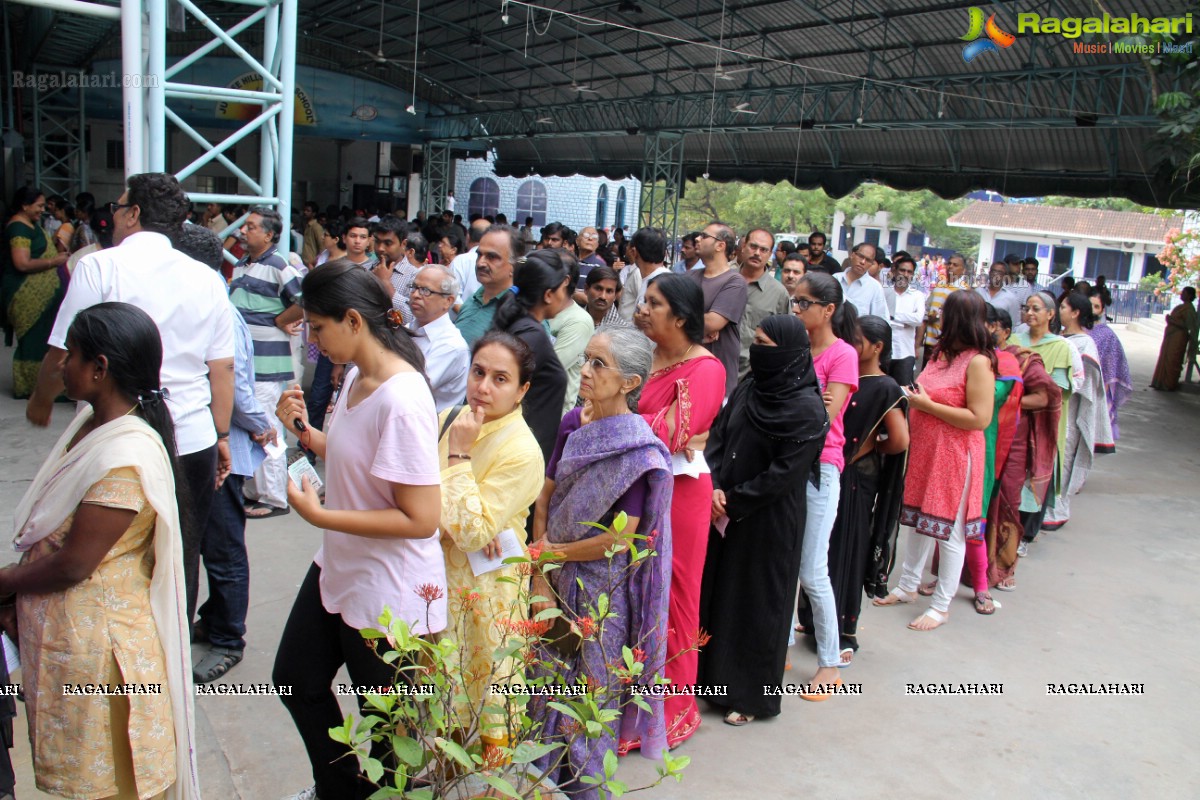 Tollywood Celebs cast their vote at Jubilee Hills Public School, Hyderabad