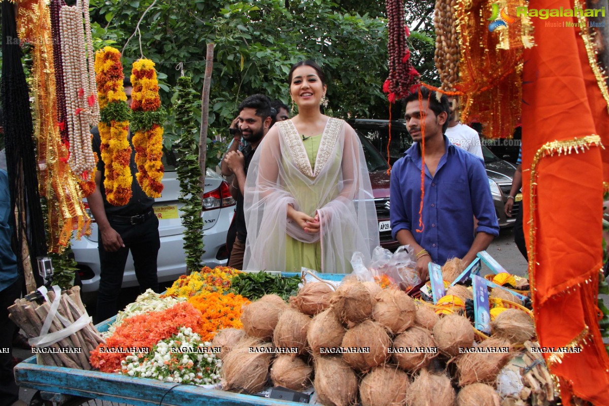 Raashi Khanna fund raising for Memu Saitham at Filmnagar Temple, Hyderabad