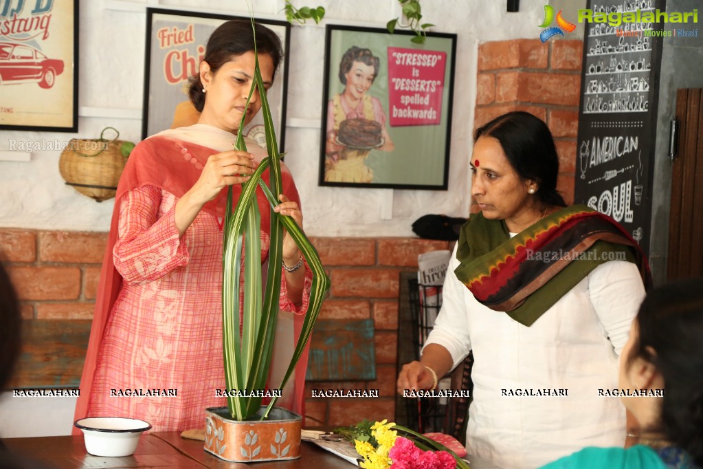 Ikebana Flower Arrangement Demonstration at Genuine Broaster, Hyderabad