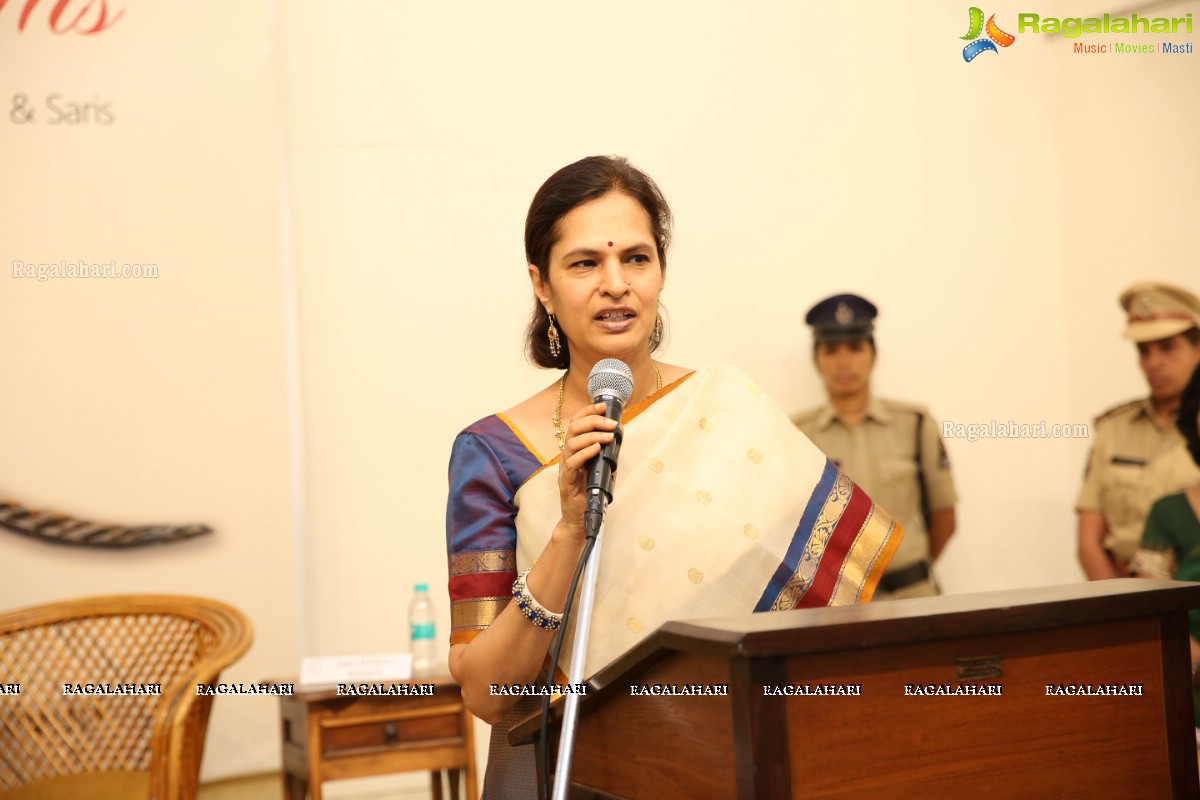 Vimala Narasimhan launches Blooms & Looms-A Weave of Ikebana & Saris at Saptaparni