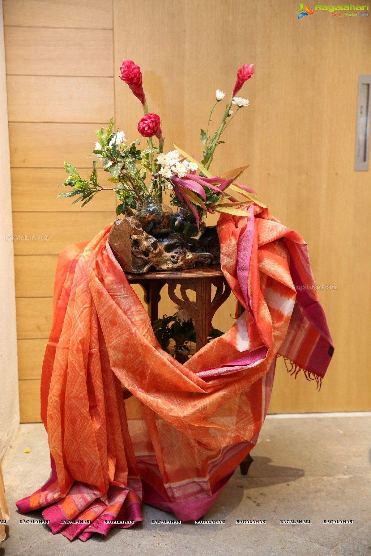 Vimala Narasimhan launches Blooms & Looms-A Weave of Ikebana & Saris at Saptaparni