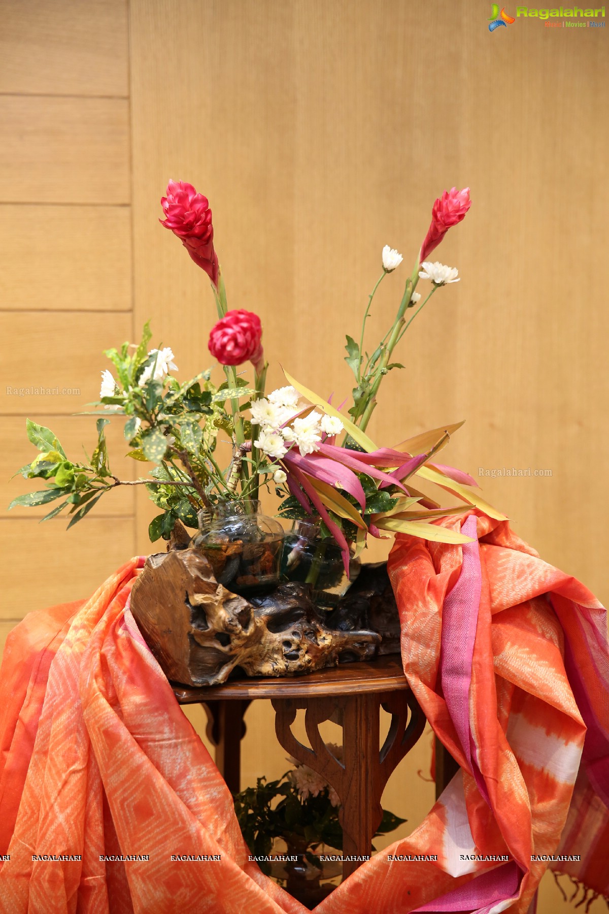 Vimala Narasimhan launches Blooms & Looms-A Weave of Ikebana & Saris at Saptaparni