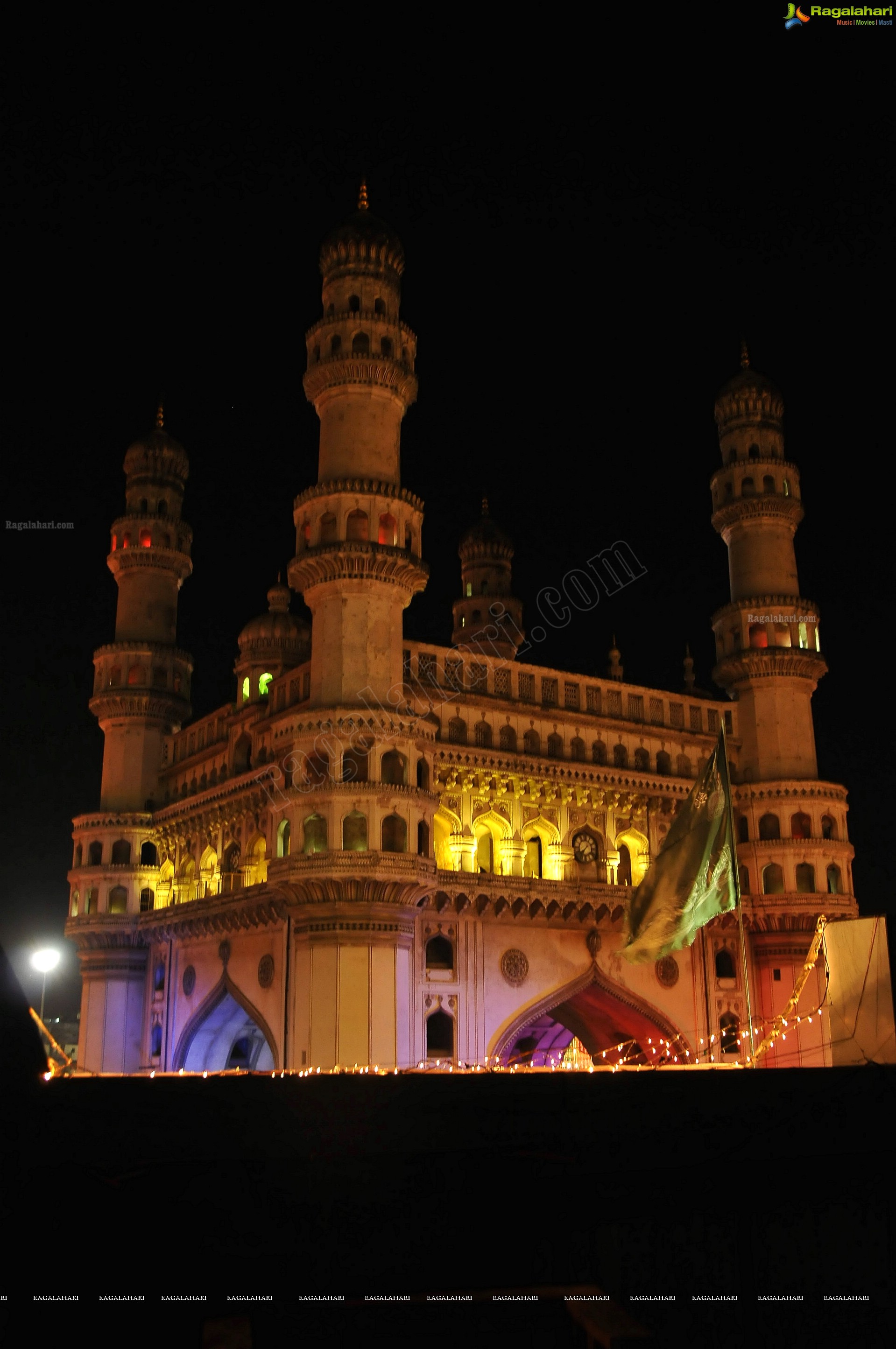 Charminar Illuminating at Night (HD)