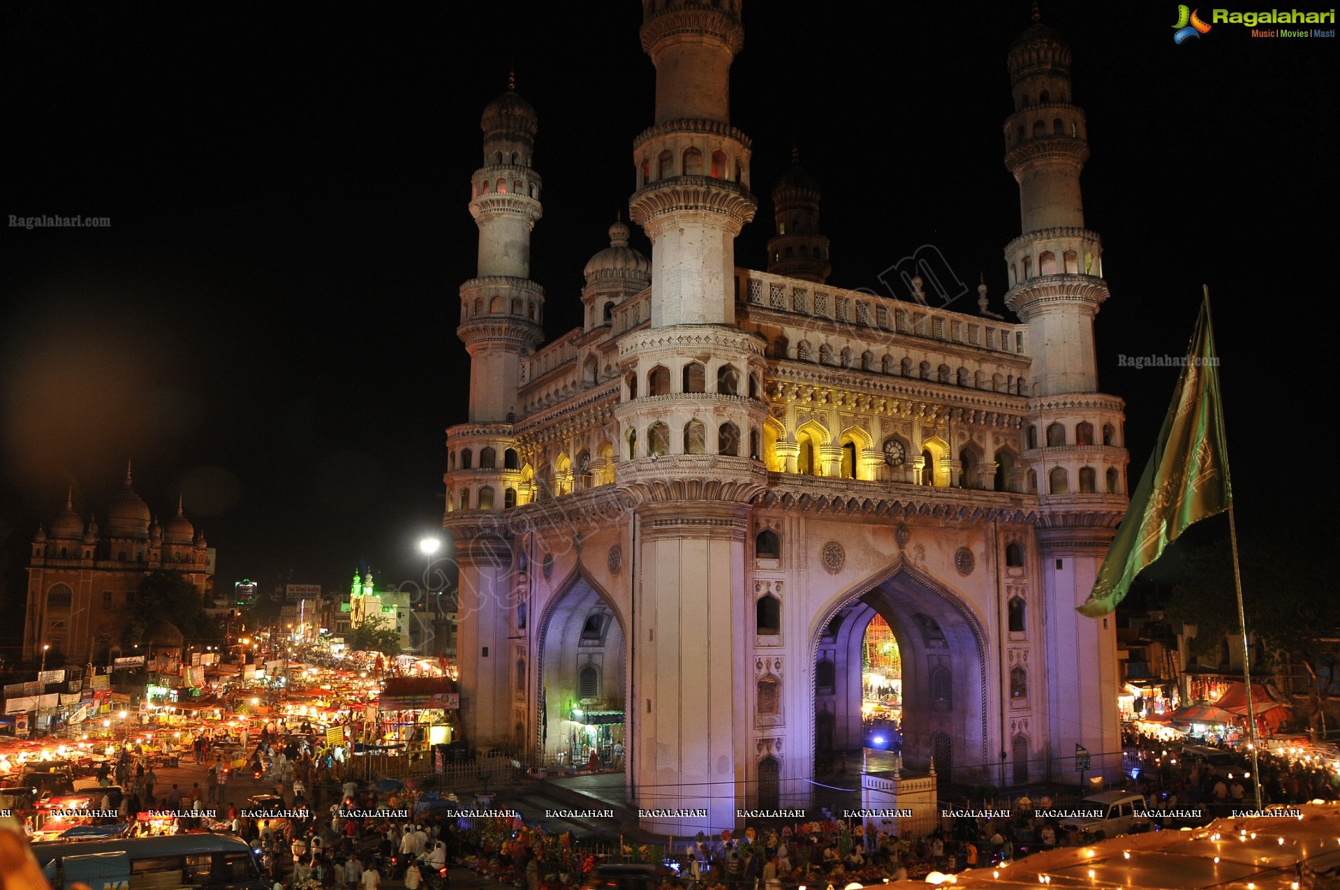 Charminar Illuminating at Night (HD)