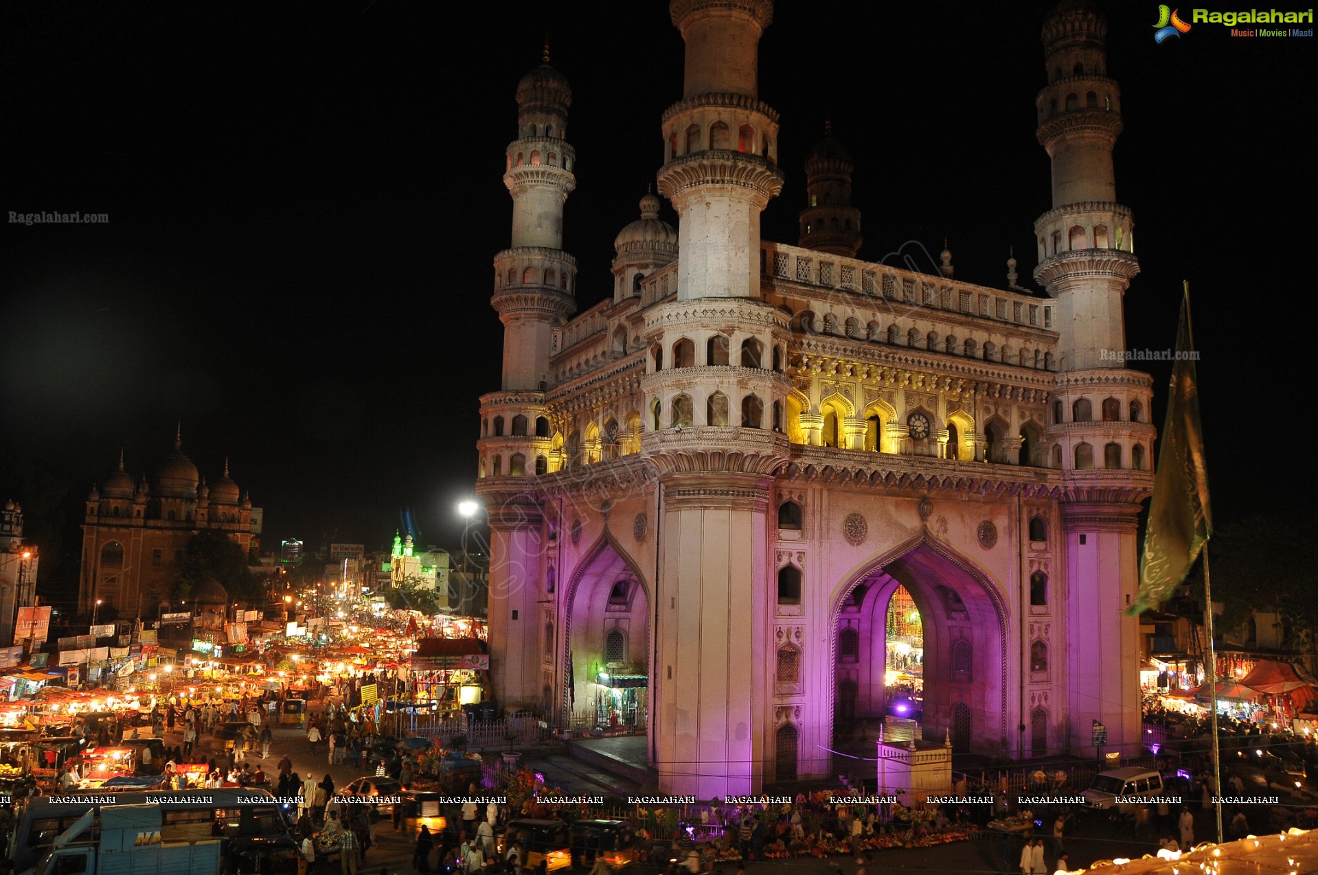 Charminar Illuminating at Night (HD)