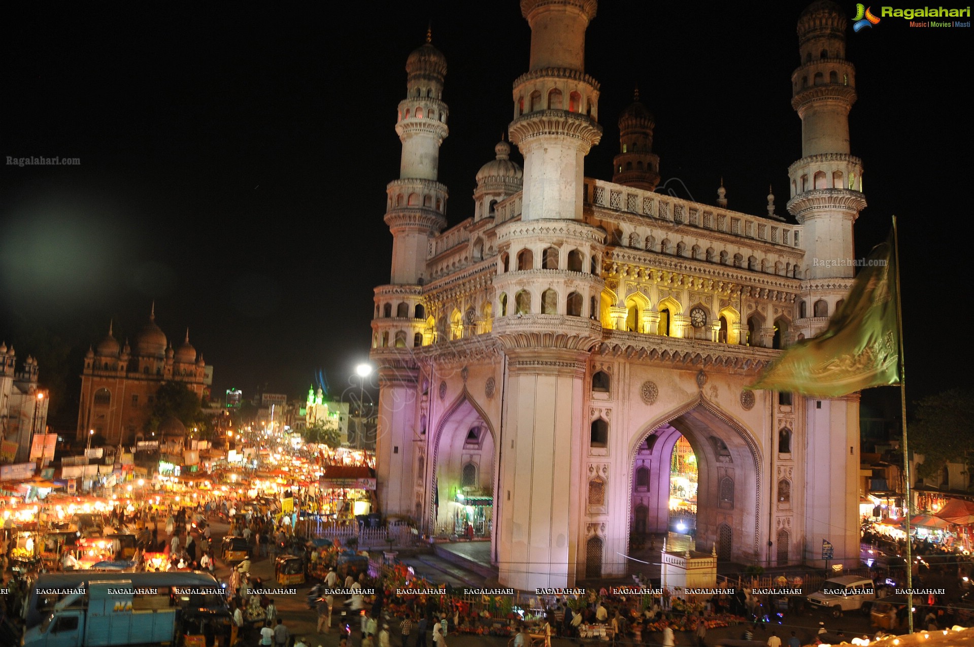 Charminar Illuminating at Night (HD)