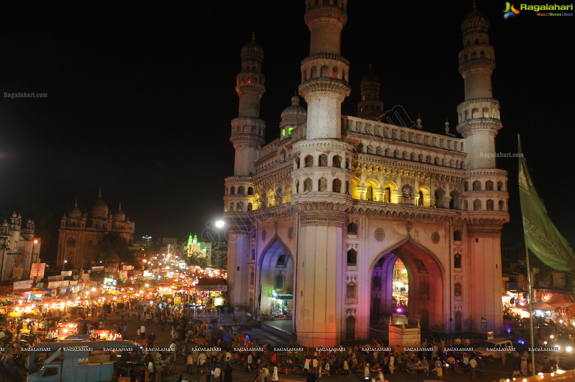 Charminar Illuminating at Night (HD)