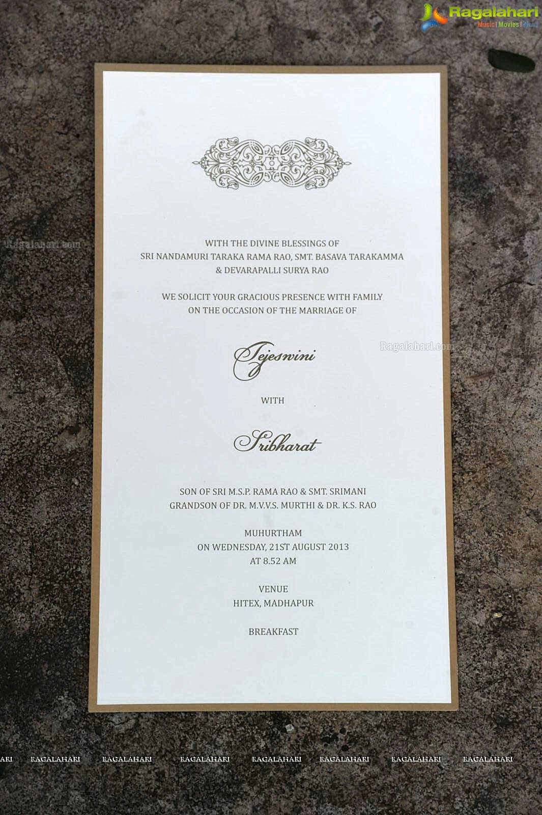 Balakrishna's 2nd daughter Wedding Card