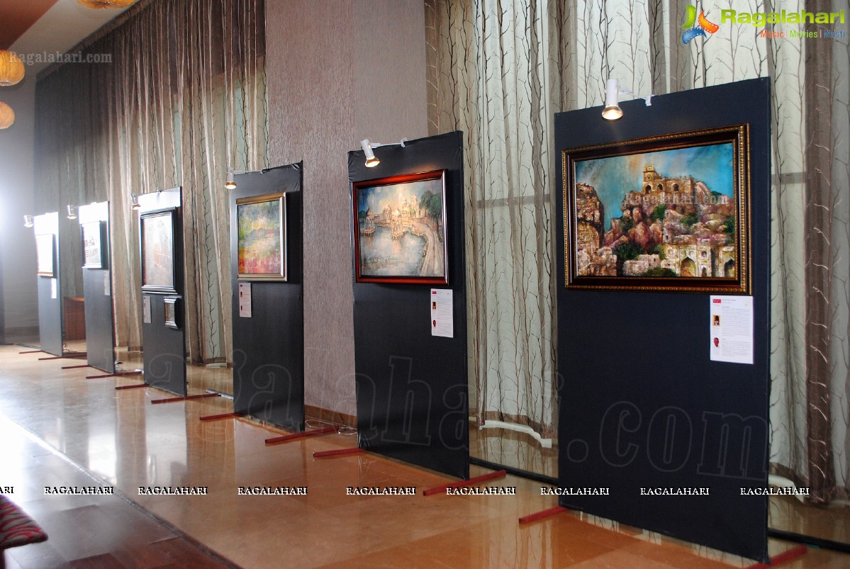 Amala ribbon cuts Aiyana Painting Exhibition at Radisson Blu Hyderabad