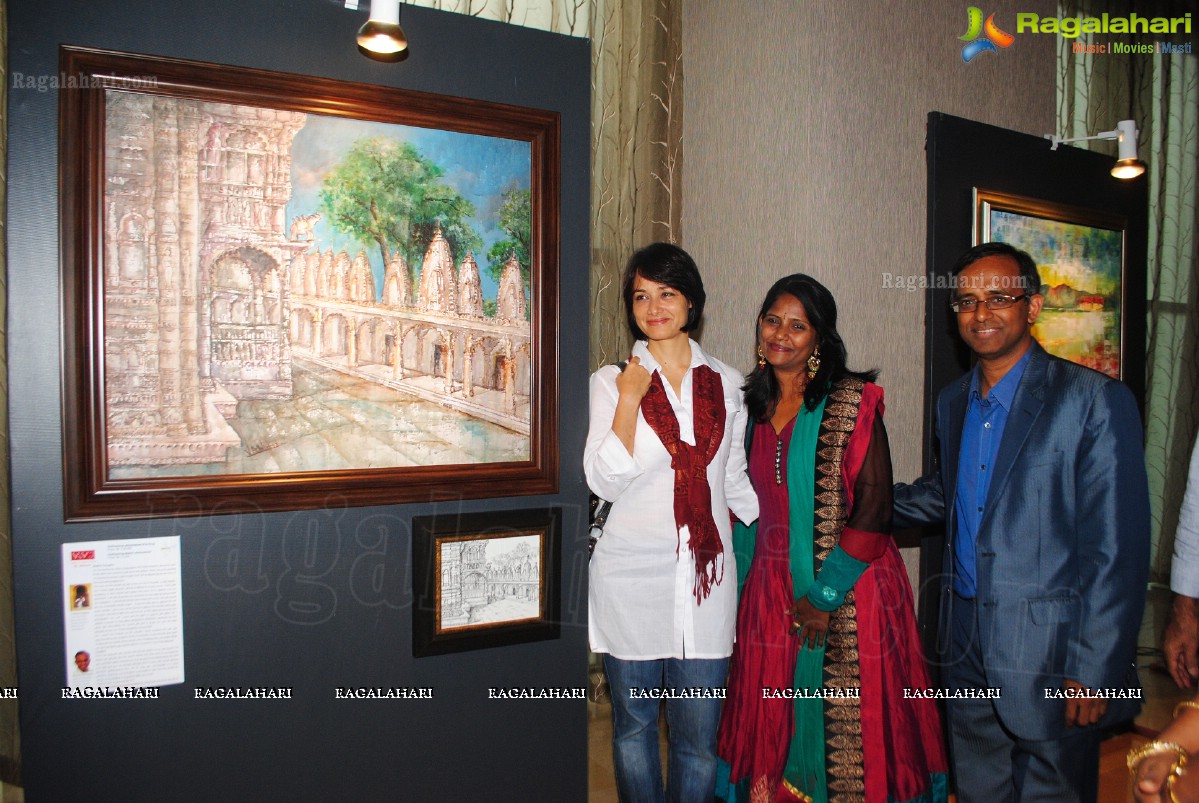 Amala ribbon cuts Aiyana Painting Exhibition at Radisson Blu Hyderabad