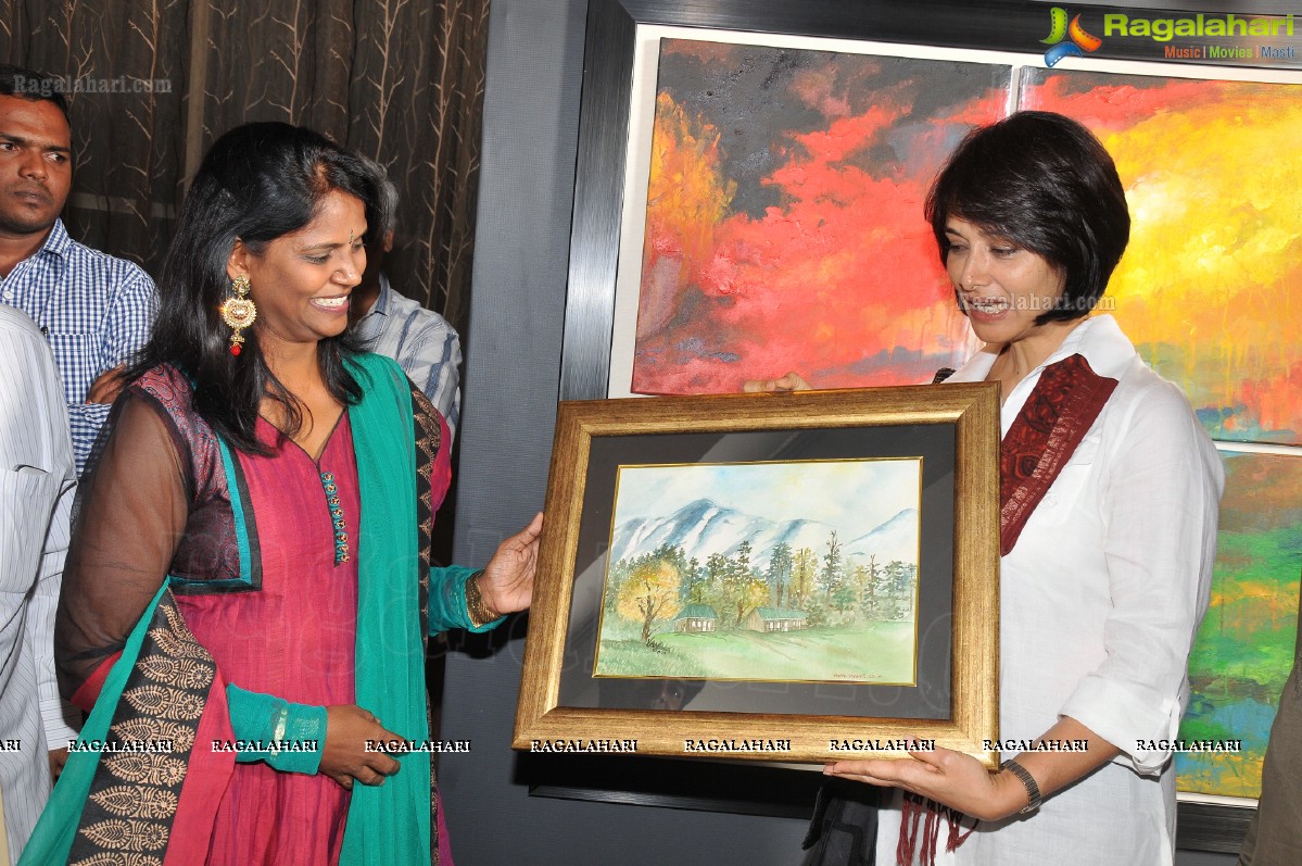 Amala ribbon cuts Aiyana Painting Exhibition at Radisson Blu Hyderabad