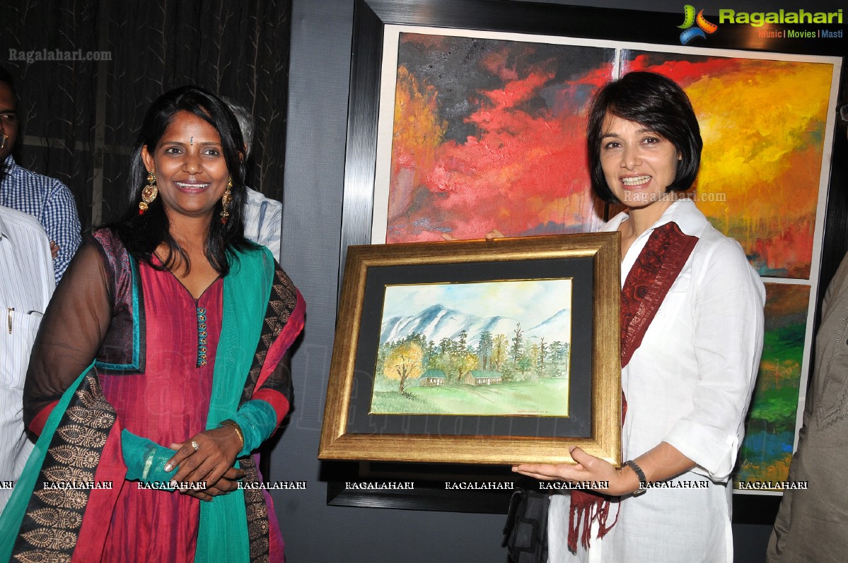 Amala ribbon cuts Aiyana Painting Exhibition at Radisson Blu Hyderabad