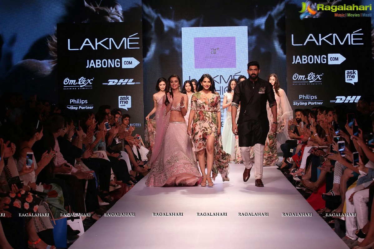 Rana Duggabati and Amy Jackson Walks the Ramp at Lakme Fashion Week for Hyderabadi Designer Anushree Reddy
