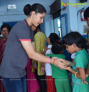 Naina Jaiswal - Fruits and Biscuits to Devnar Blind Students