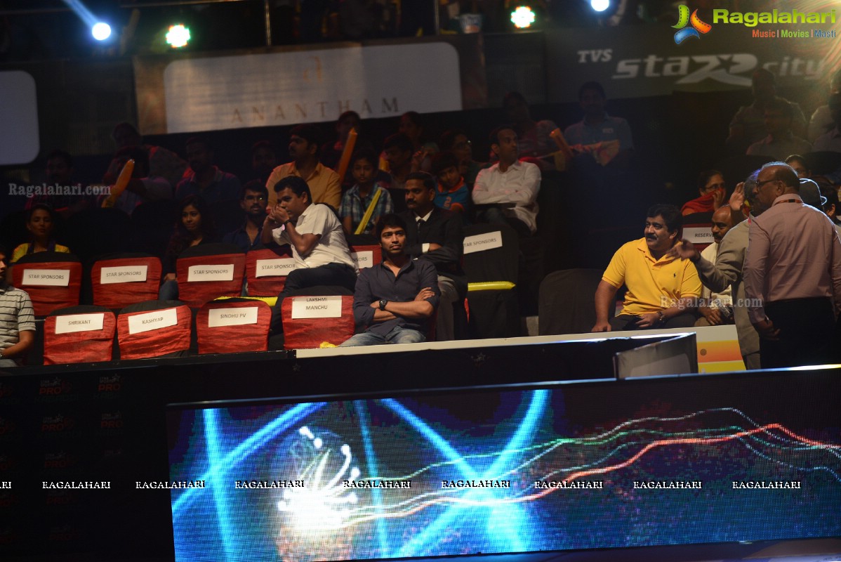 Venkatesh and Lakshmi Manchu at Pro Kabaddi League Telugu Titans Vs Patna Pirates Match