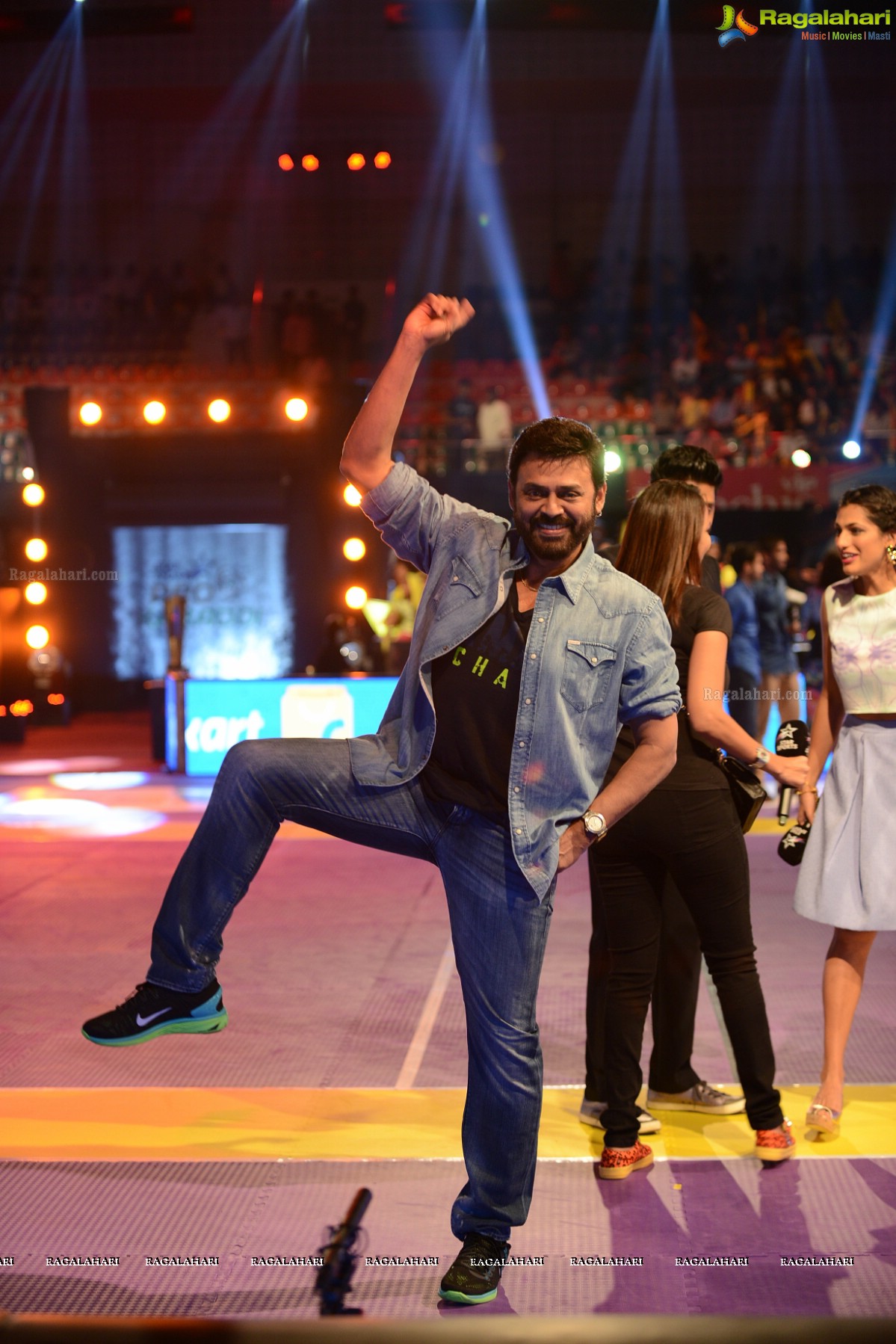 Venkatesh and Lakshmi Manchu at Pro Kabaddi League Telugu Titans Vs Patna Pirates Match