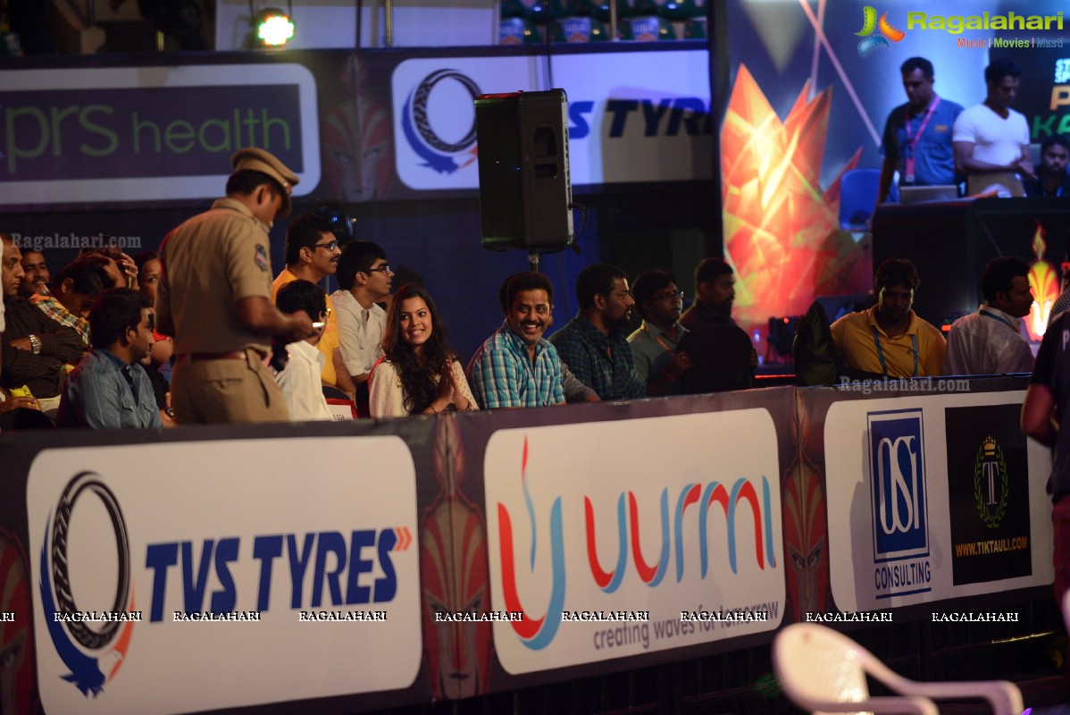 Venkatesh and Lakshmi Manchu at Pro Kabaddi League Telugu Titans Vs Patna Pirates Match