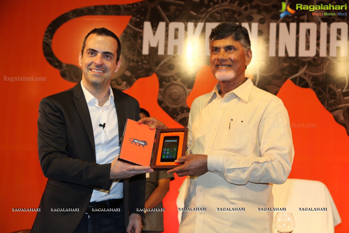 Andhra Pradesh Chief Minister N Chandrababu Naidu launches Xiaomi's First Made In India Redmi 2 Prime Phone in Vizag