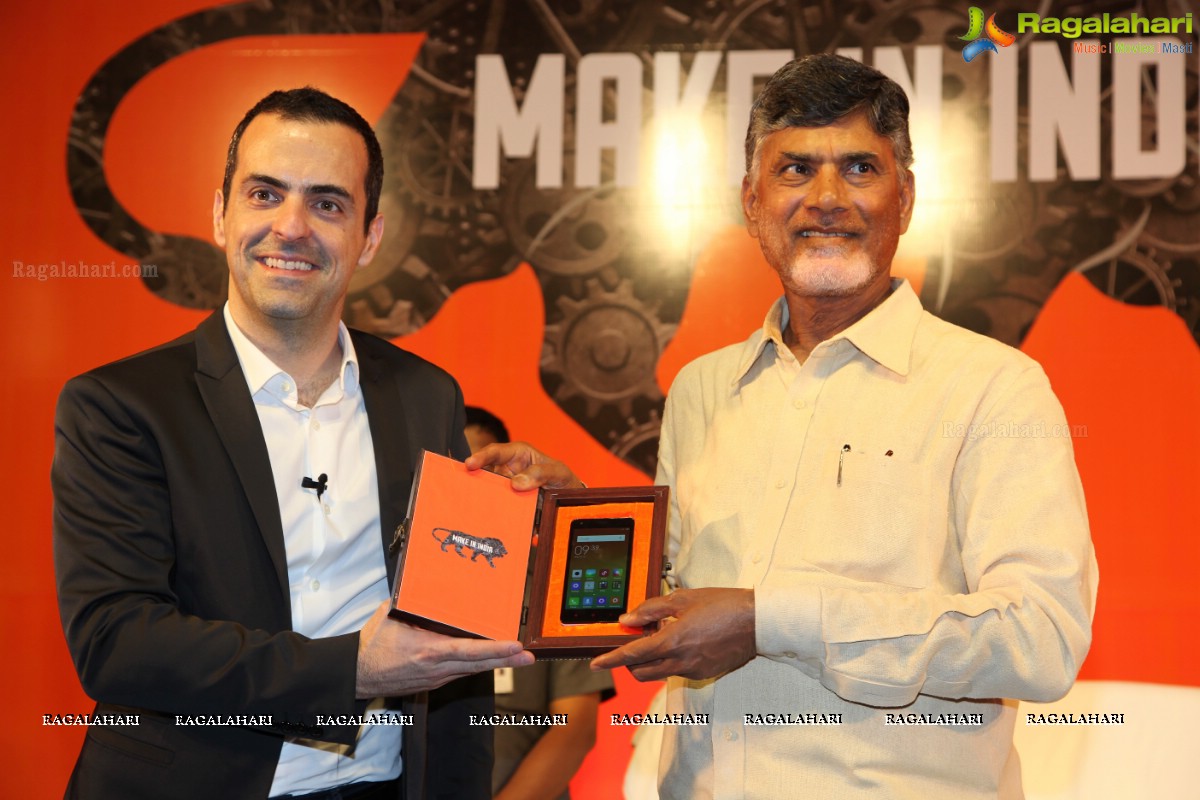 Andhra Pradesh Chief Minister N Chandrababu Naidu launches Xiaomi's First Made In India Redmi 2 Prime Phone in Vizag