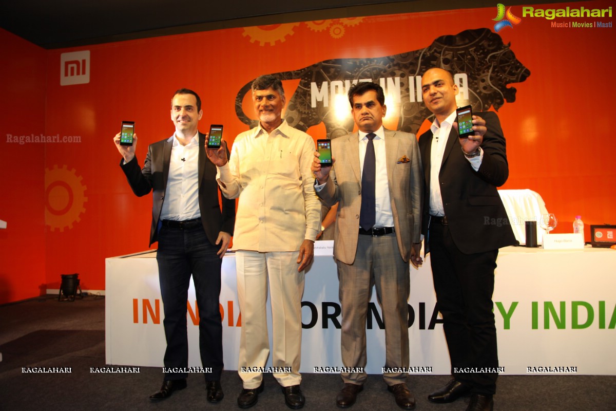 Andhra Pradesh Chief Minister N Chandrababu Naidu launches Xiaomi's First Made In India Redmi 2 Prime Phone in Vizag