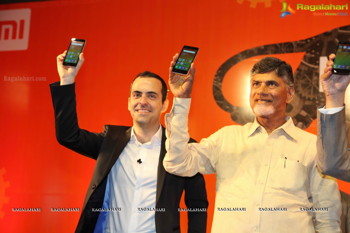 Andhra Pradesh Chief Minister N Chandrababu Naidu launches Xiaomi's First Made In India Redmi 2 Prime Phone in Vizag