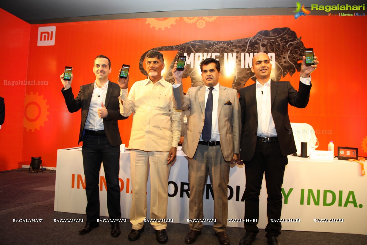 Andhra Pradesh Chief Minister N Chandrababu Naidu launches Xiaomi's First Made In India Redmi 2 Prime Phone in Vizag