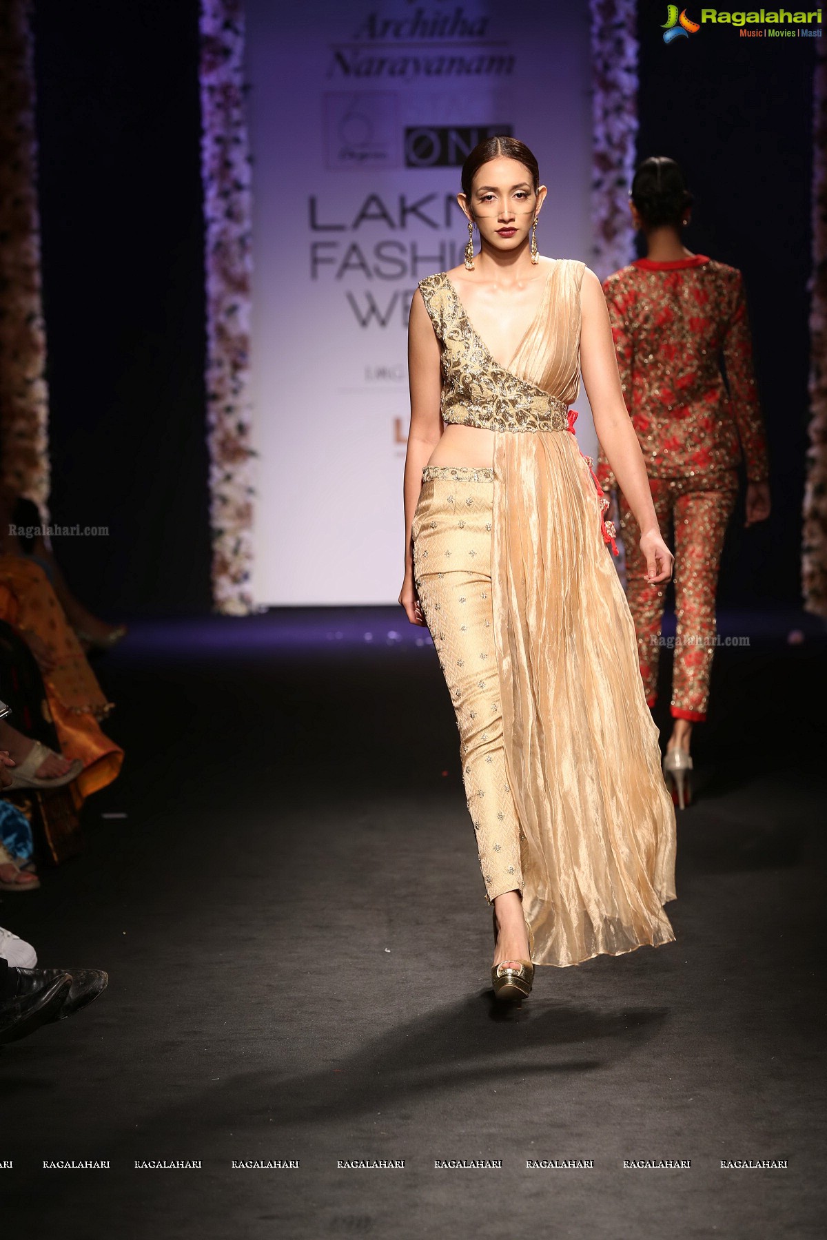 Actor Karisma Kapoor walks the ramp for Hyderabad's Designer Architha Narayanam at the Lakme Fashion Extravaganza