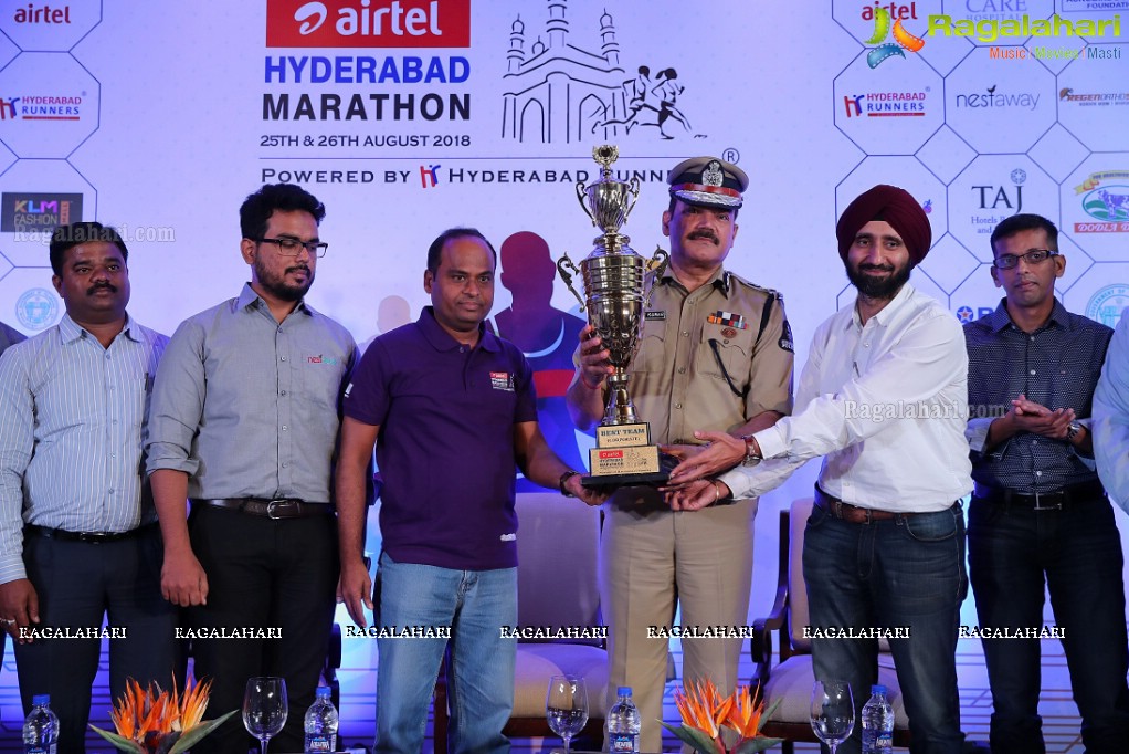 Launch of Corporate Trophy of Airtel Hyderabad Marathon 2018 by Hyderabad Runners Society at Taj Krishna, Hyderabad