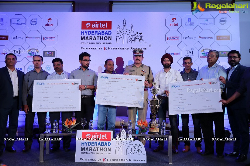 Launch of Corporate Trophy of Airtel Hyderabad Marathon 2018 by Hyderabad Runners Society at Taj Krishna, Hyderabad
