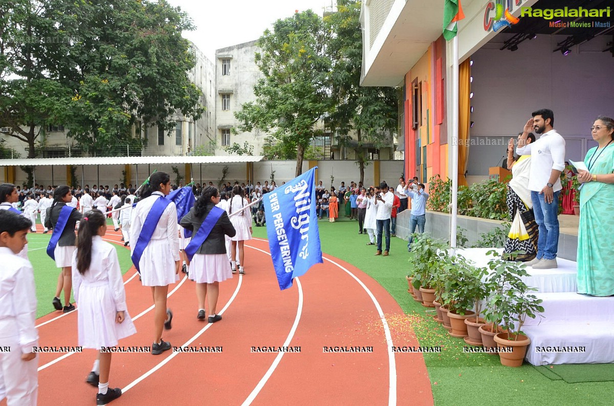 Ram Charan celebrates Independence Day at Chirec School