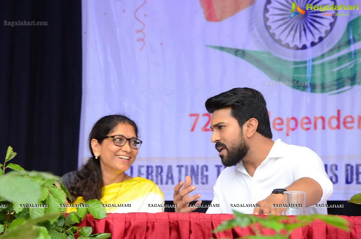 Ram Charan celebrates Independence Day at Chirec School