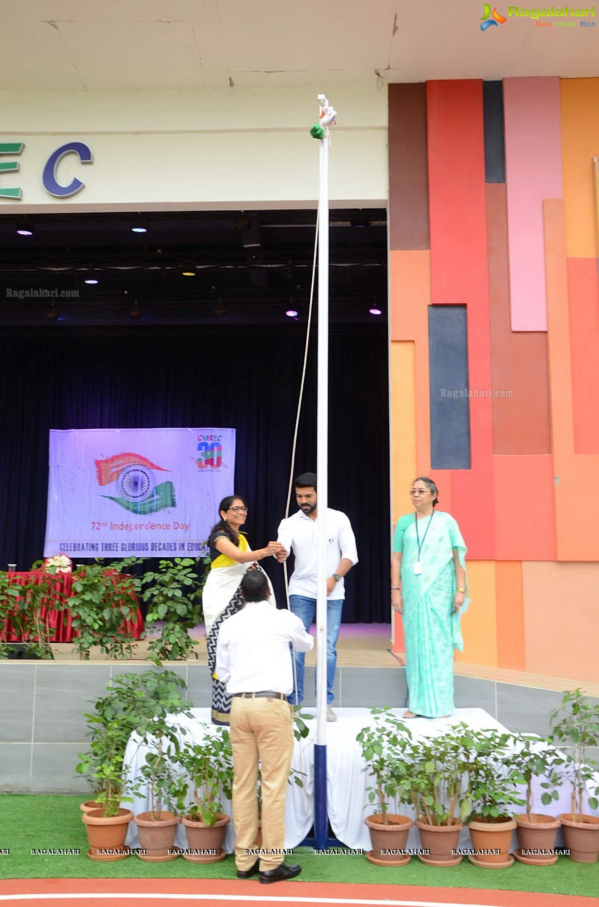 Ram Charan celebrates Independence Day at Chirec School