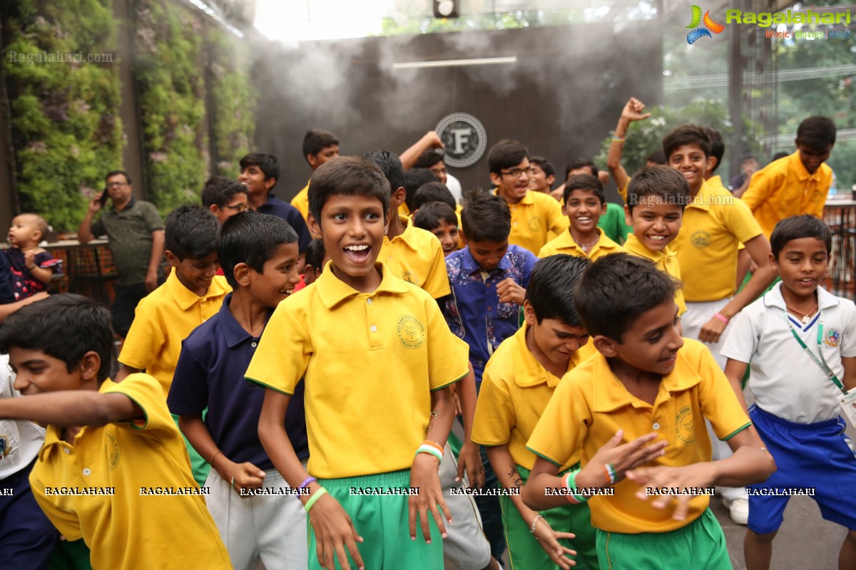 Vijay Deverakonda at Independence Day Celebrations with Kids from Valmiki Foundation at Farzi Cafe