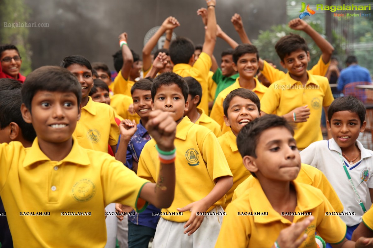 Vijay Deverakonda at Independence Day Celebrations with Kids from Valmiki Foundation at Farzi Cafe