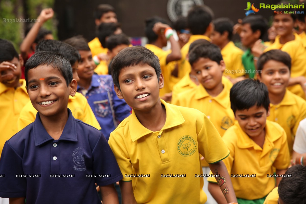 Vijay Deverakonda at Independence Day Celebrations with Kids from Valmiki Foundation at Farzi Cafe