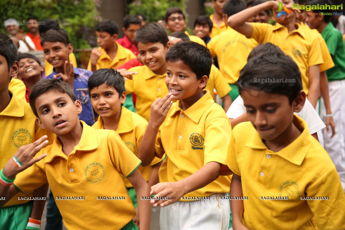 Vijay Deverakonda at Independence Day Celebrations with Kids from Valmiki Foundation at Farzi Cafe