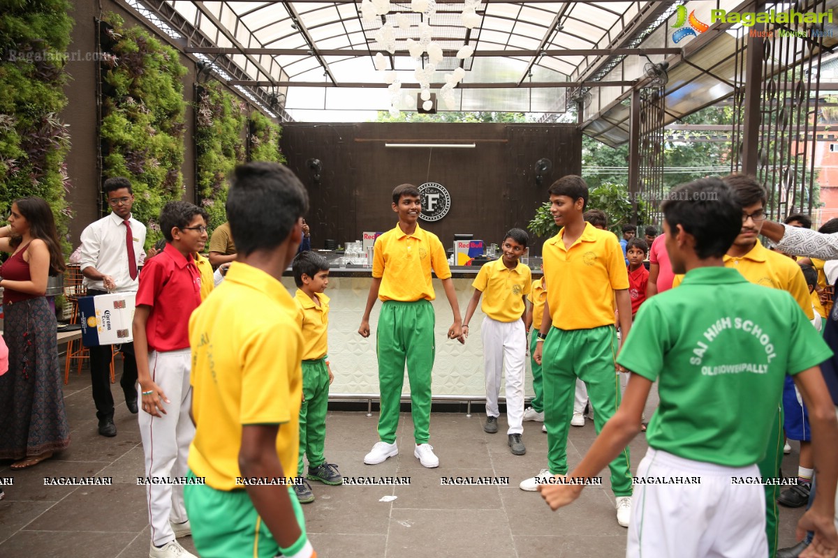 Vijay Deverakonda at Independence Day Celebrations with Kids from Valmiki Foundation at Farzi Cafe