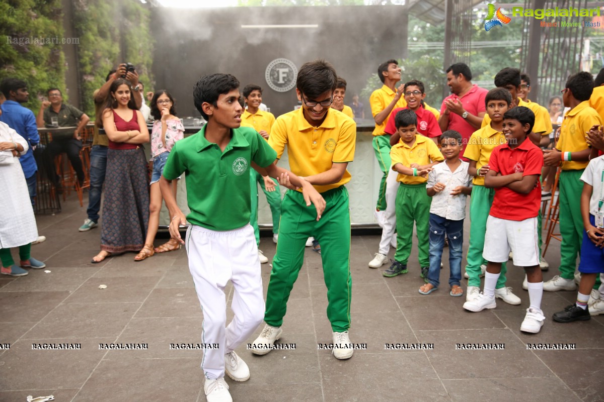 Vijay Deverakonda at Independence Day Celebrations with Kids from Valmiki Foundation at Farzi Cafe