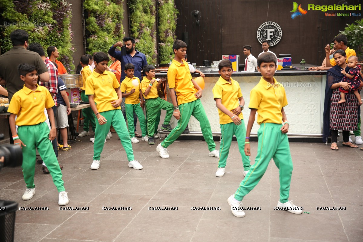 Vijay Deverakonda at Independence Day Celebrations with Kids from Valmiki Foundation at Farzi Cafe