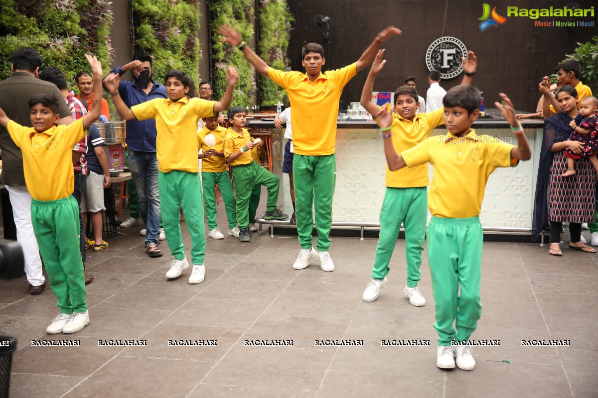 Vijay Deverakonda at Independence Day Celebrations with Kids from Valmiki Foundation at Farzi Cafe