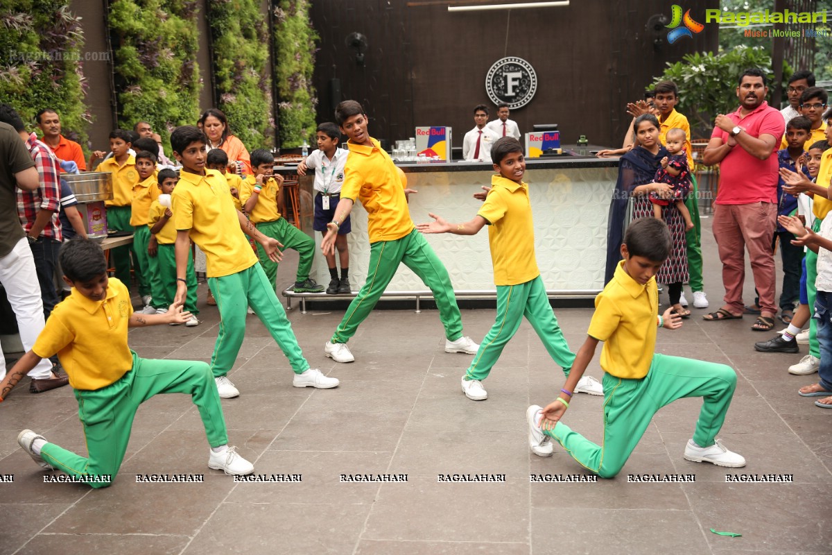 Vijay Deverakonda at Independence Day Celebrations with Kids from Valmiki Foundation at Farzi Cafe