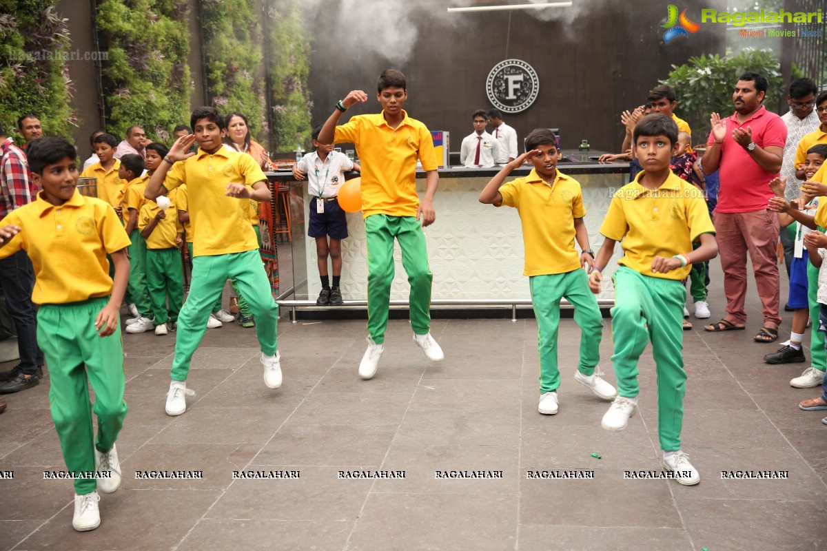 Vijay Deverakonda at Independence Day Celebrations with Kids from Valmiki Foundation at Farzi Cafe